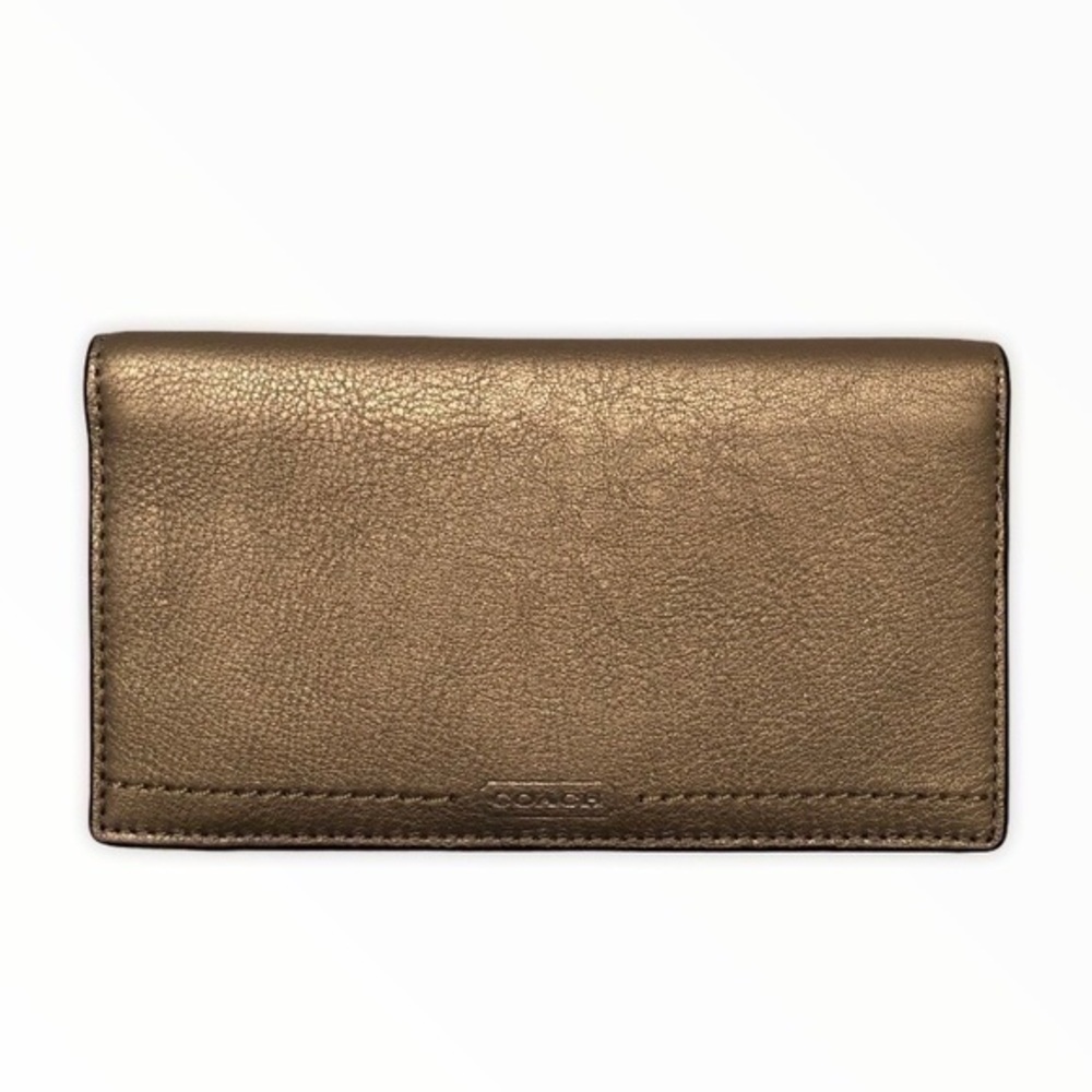 Coach metallic checkbook wallet